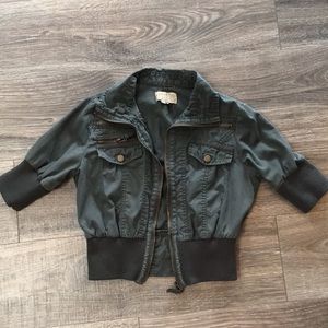 Olive Green Cropped Jacket